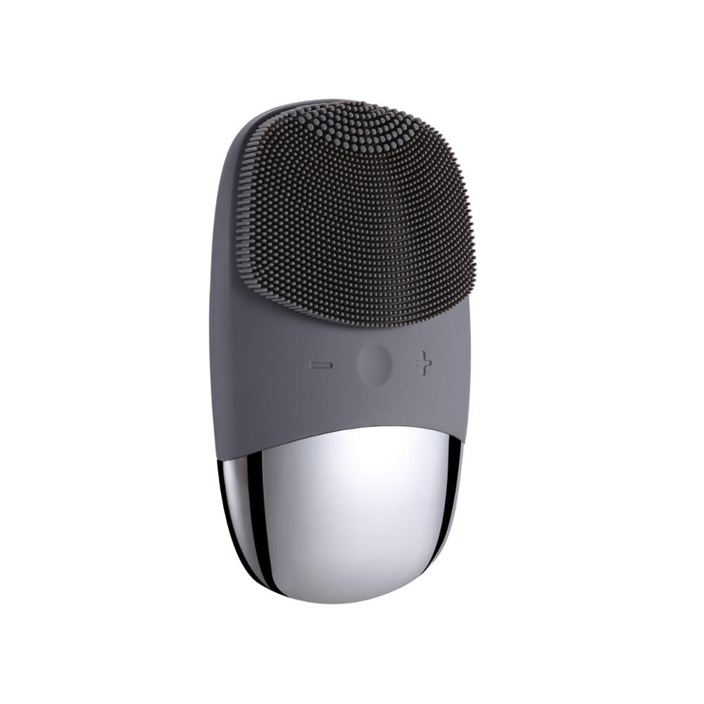 Elektrische Gezichtsreiniging Borstel Siliconen Sonic Gezicht Cleaner Motor Ultra Sonic Reiniging Intelligente Gezichtsreiniging Massage Tool: Light Grey