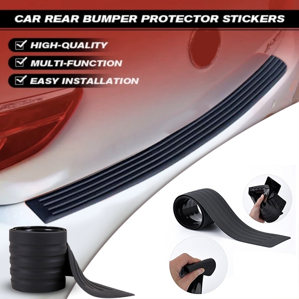 thumbnail interactive-video image 1 of Universal Black Rubber Trunk Sill Plate Protector – Rear Bumper Guard For Car, SUV, Truck By Xpert Tech 1 of 3