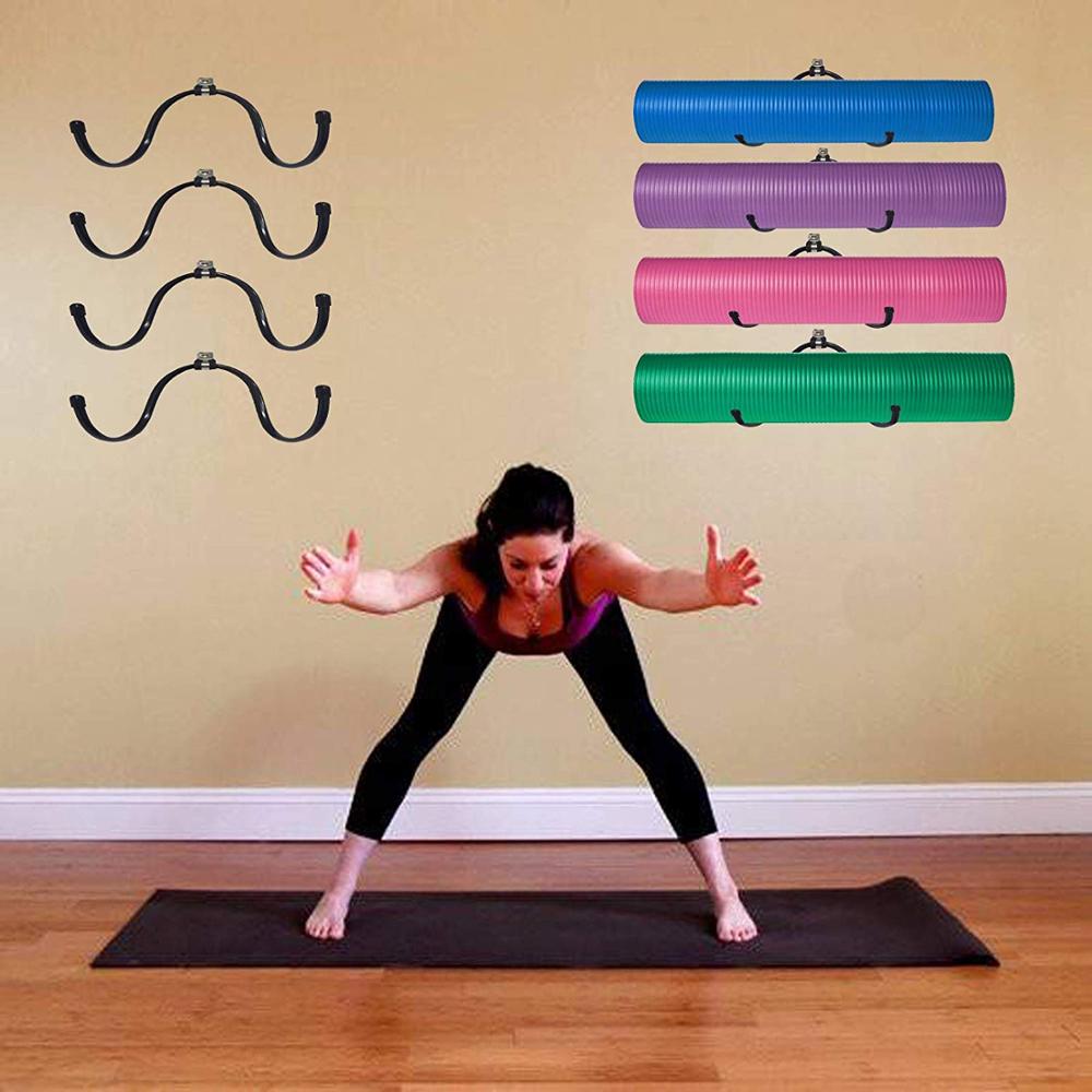 Pmsanzay vægmontering yogamåtte skumrulle og håndklædeholder - vægopbevaring monter vægholder opbevaringshylde til din fitness cl