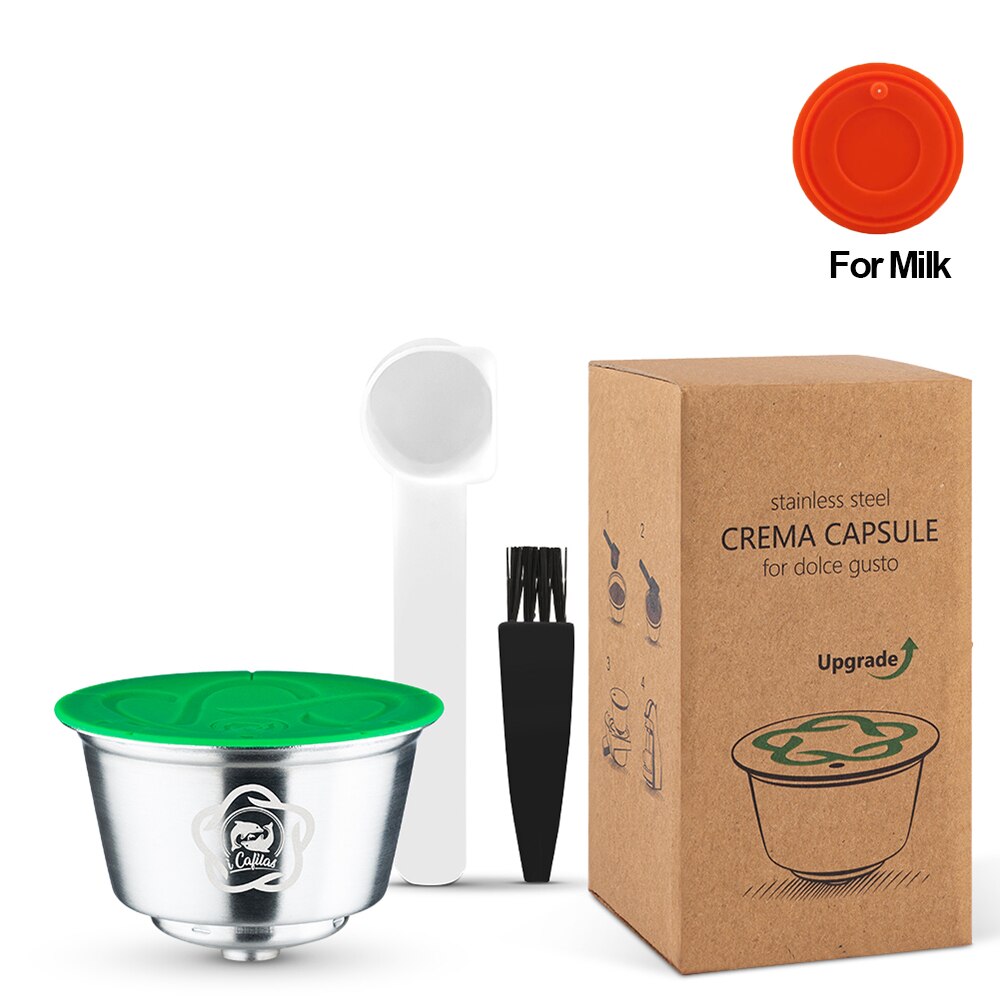 Icafilas Capsulas De Cafe Recargables Dolce Gusto Herbruikbare Hervulbare Capsules, Filters Voor Necafe Dolce Gusto Maker Koffie Pods: 1 pod milk lid