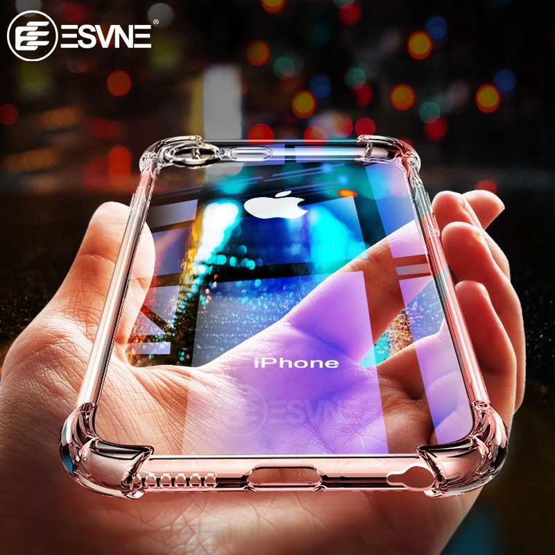 De lujo a prueba de golpes a prueba de silicona transparente funda para iPhone x XR XS 11 pro Max Coque iPhone 8 7 6S 6 Plus cubierta de protección