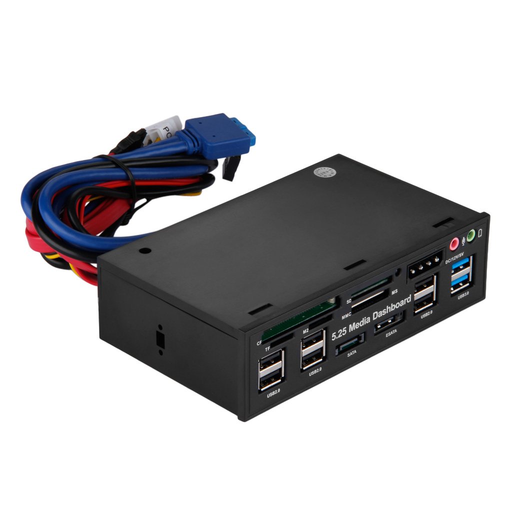 Multifunktion 5.25 "mediedashboard kortlæser usb 2.0 usb 3.0 20- pin e-sata sata frontpanel