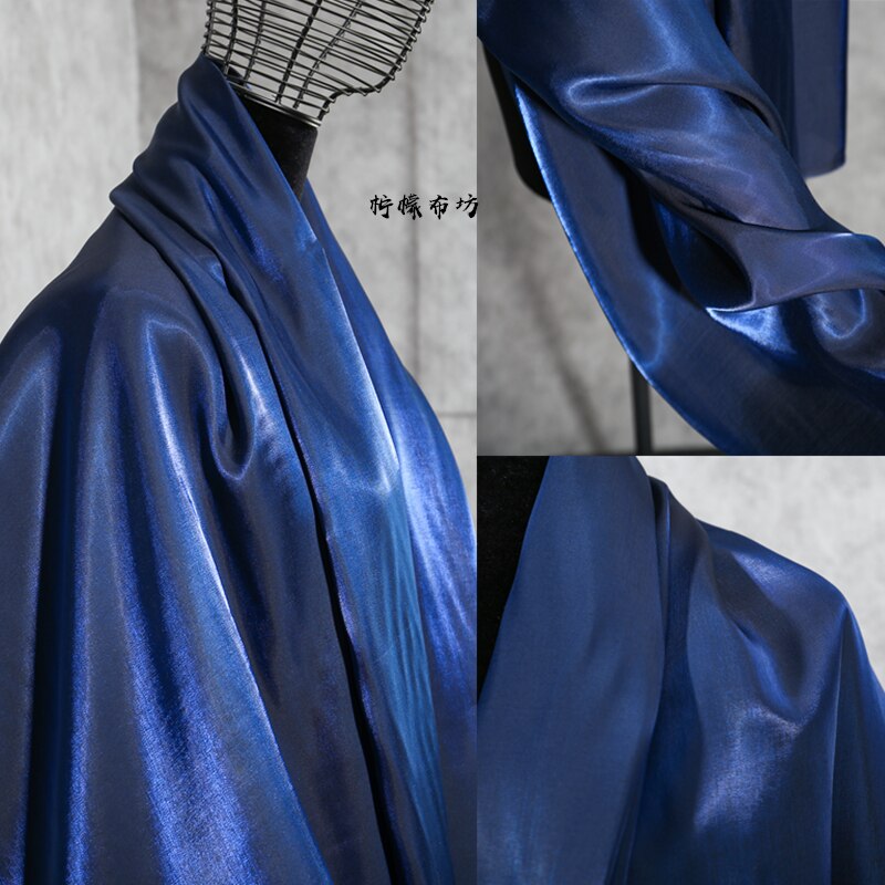 Royal Blue Gradiënt Elektro-optische Donkerblauw Glas Stof Is Delicaat, Zijdeachtig En Glad. Shirt Jurk Rok Hanfu Stof