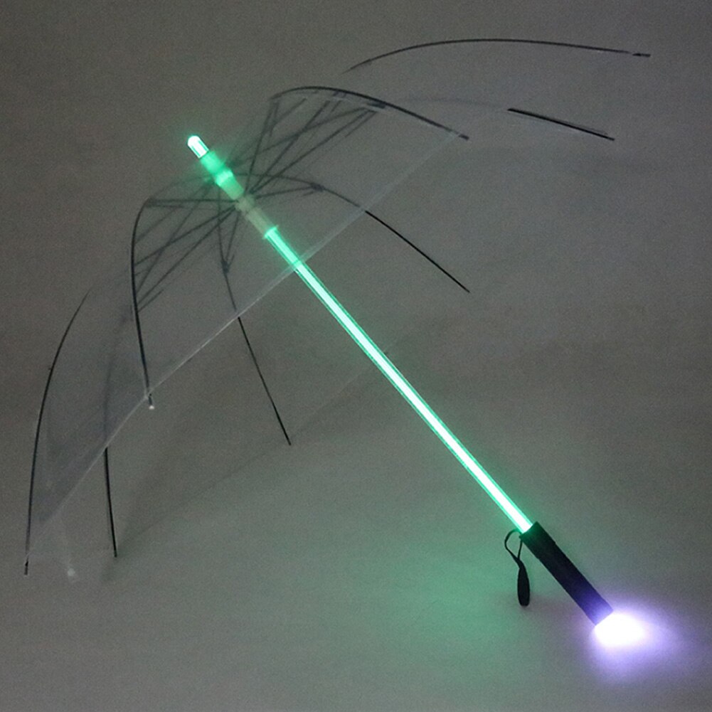 Kunststoff verrotten Wandern Regen transparent LED Regenschirm Männer Frauen blinken Auf Nacht Licht Halfter Rolle Wasserdicht Winddicht Regenschirme: transparent