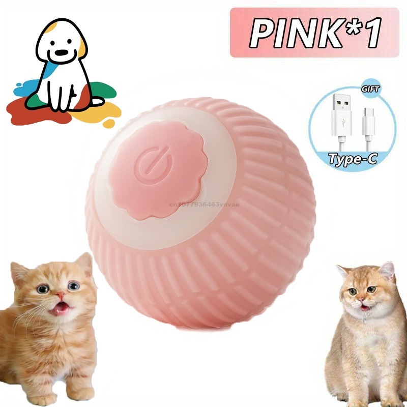 Pelota eléctrica para gatos, pelota rodante automática, cola de imitación, juguete interactivo recargable para mascotas, entrenamiento para perros y gatos, juguetes para mascotas con ratón de imitación: Rojo