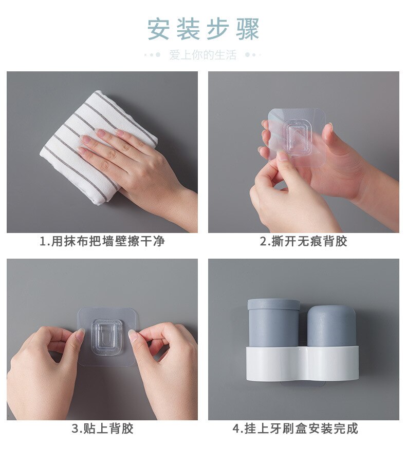 Bathroom Suction Wall Toothbrush Holder Wall-mounted Toilet Set Rack Storage Rack Toothbrush Cup Holder Tumbler Holder