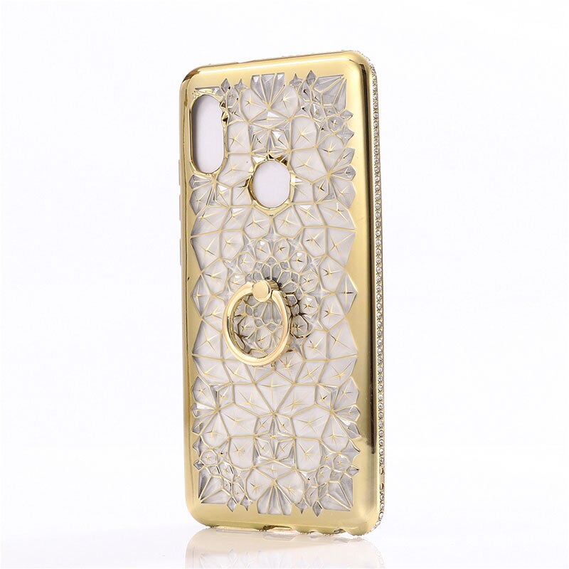 Pour Xiao mi mi 6X 5X A1 A2 étui plaqué strass coque en silicone pour rouge mi Note 5 6A 6 Pro 5 Plus étui de support de bague de paillettes: for Redmi 6A / Gold