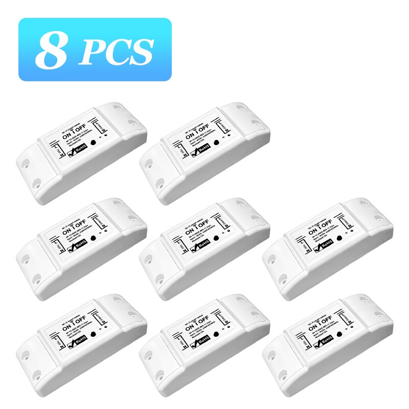 Wifi DIY Smart Switch Remote Controller Timer 90-250V Smart Home Tuya Smartlife APP Control Work with Alexa Google Home Outlets: 8pcs