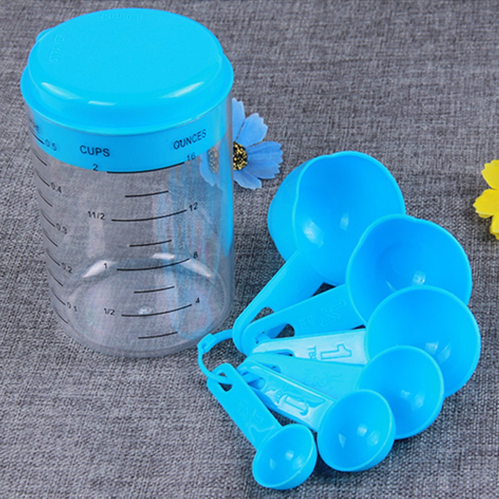 7 Pieces / Set of Plastic Measuring Cups and Spoons Measuring Tea Coffee Kitchen Utensils Baking Tools Baking Tray Kitchen Tools