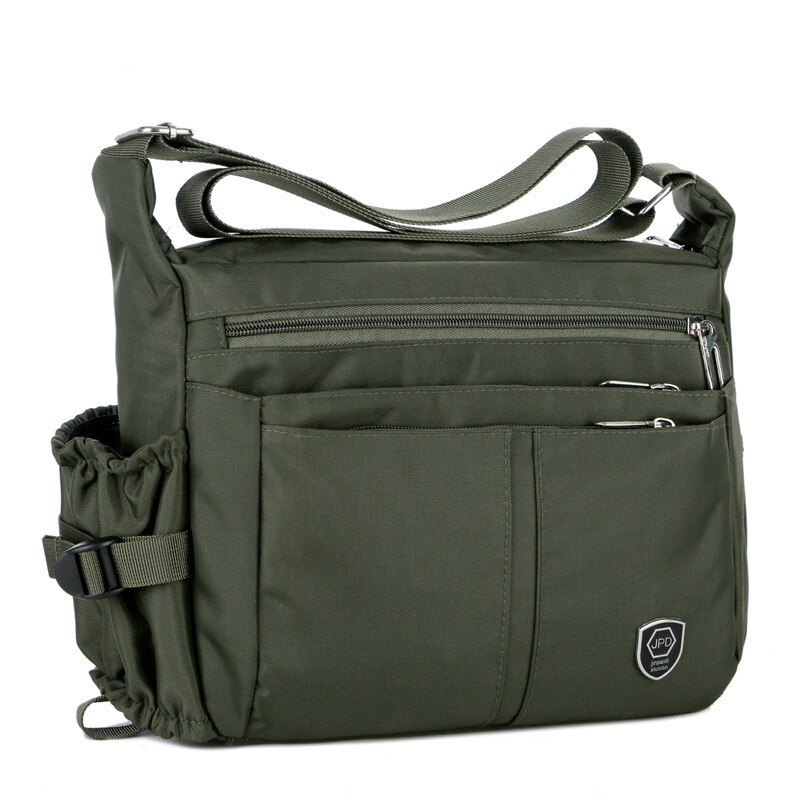 Casual men's shoulder messenger bag splash-proof nylon shoulder bag Korean bag with water belt messenger bag: Army Green