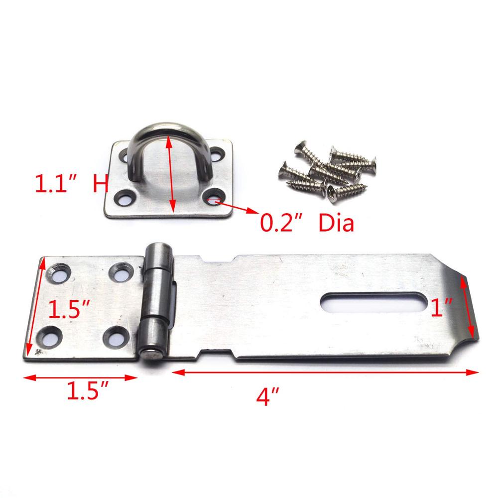 304 stainless steel door latch lock buckle 3/4/5 inch length buckle lock with mounting screws for doors, cabinets: 2 packs-4in