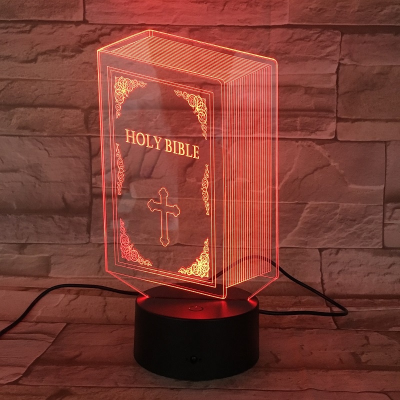 VCity Christian série 3D lampe croix jésus Bible veilleuse acrylique plaque tactile Base à distance décor à la maison pour ami