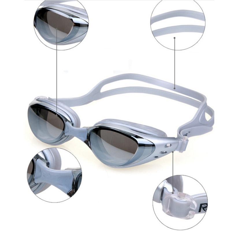 Silikone nærsynethed svømmebriller anti-tåge uv svømmebriller med ørepropp til mænd kvinder diopter sportsbriller