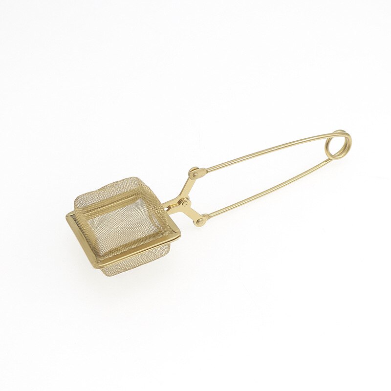 Filtre réutilisable de panier d'infuseur de thé d'acier inoxydable filtre Extra fin de thé de maille avec la poignée et le couvercle pour des filtres de café de thé en vrac: gold