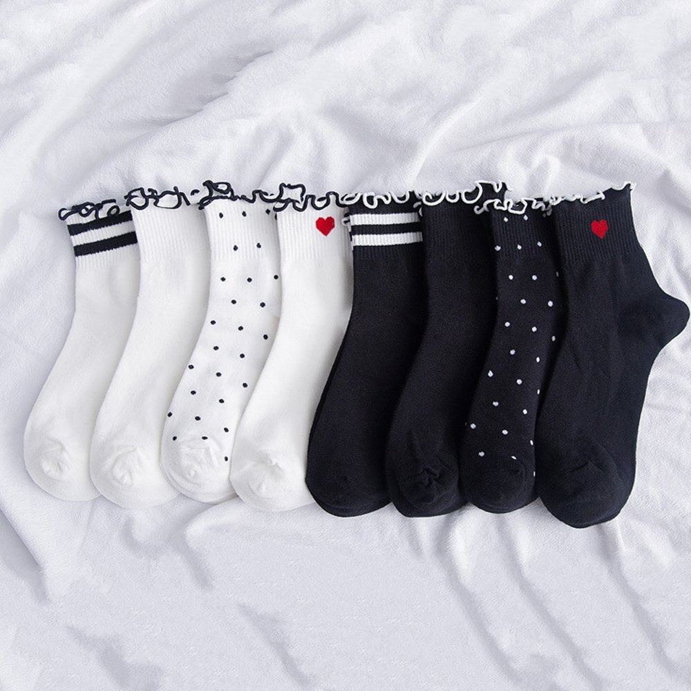 Giantree 3 paar dames sokken met ruches, dames sokken met boogjes ruches, balletsokken, zachte katoenen sokken, schattige kanten sokken, elegante enkelsokken met kant, stropdas strikje voor
