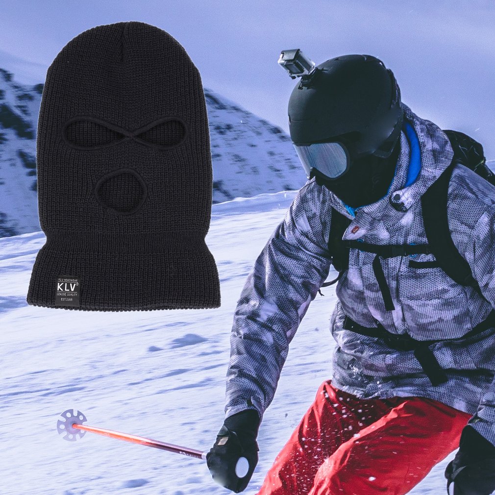Men Balaclava Knit Cap Outdoor Full Face Cover Headwear 3 Hole Ski Face Mask Balaclava Cycling Hood Hat