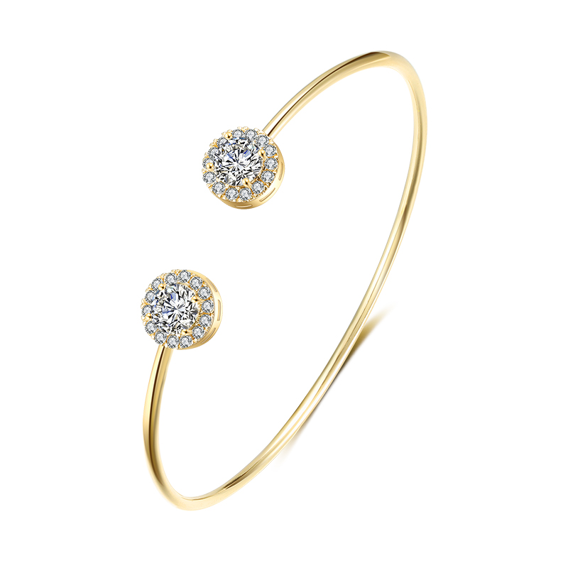 Luxus Geometrie Gold Farbe Manschette Armreifen Für Frauen Zirkonia Armbänder eins Party Alltag Schmuck.: Nachgemachter Rhodium überzogen
