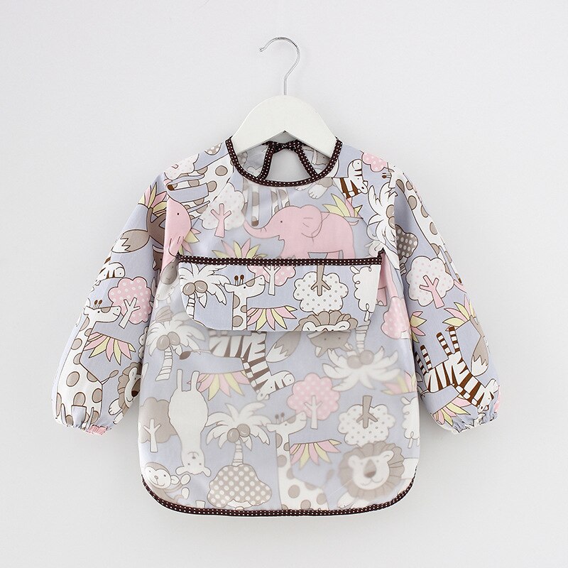 Lange Mouw Waterdichte Slabbetjes Kids Schort Cartoon Baby Jongen Meisje Eten Bib Met Mouw Kinderen Tekening Kleding Siliconen Bib: 5 / 1-2 years old