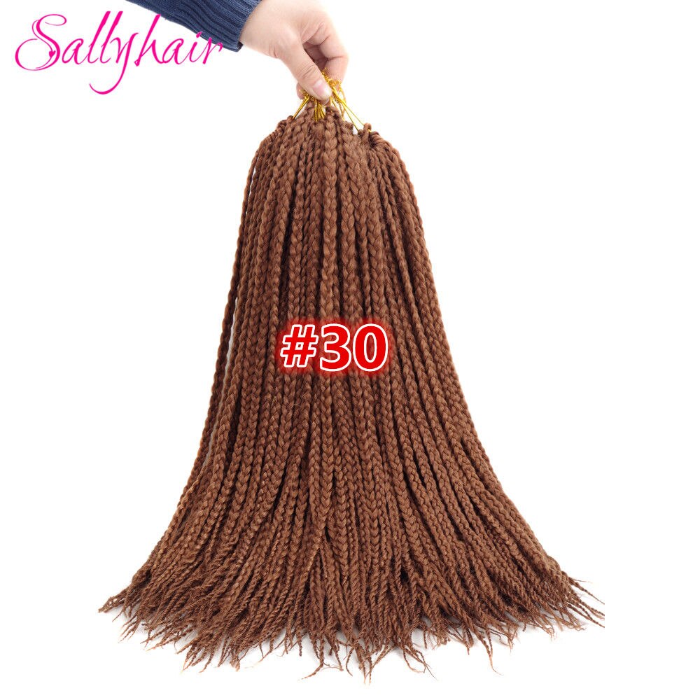 Sallyhair 18 Inch Haak Doos Vlechten Hair Extensions Bruin Synthetische Vlechten Haar Lage Temperatuur Fiber: #30 / 1 Stks/partij