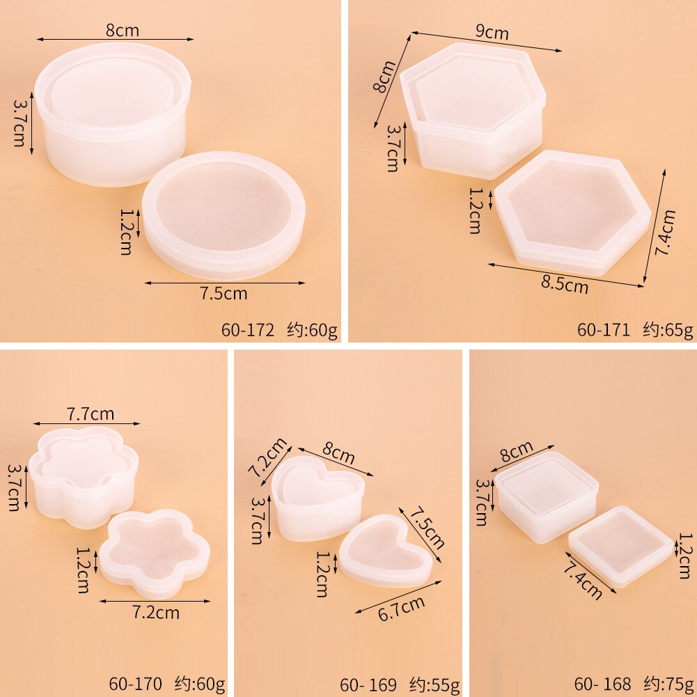 Resin Silicone Mold Storage Box Mold for Jewelry Making Heart Shape Cut Mold DIY Crystal Epoxy Box Jewelry Tools Moulds