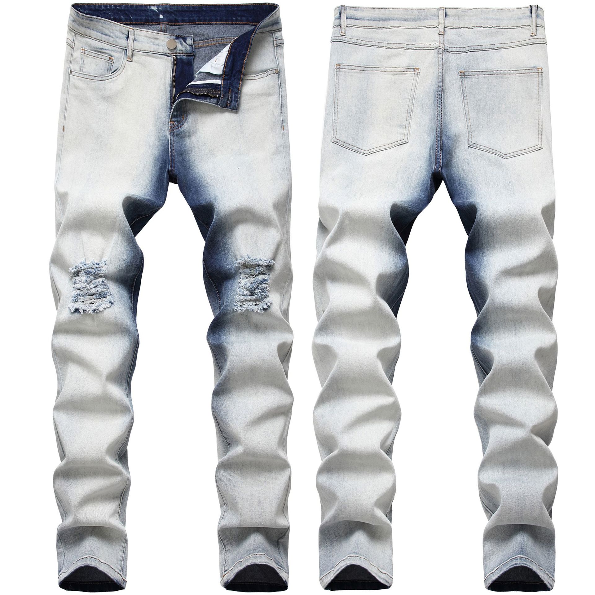 Broek Knie Gaten Geruïneerd De Originele Plus Size Casual Vier Seizoen Broek Plus Size Jeans Denim Mannen Ripped Gaten mode: 28