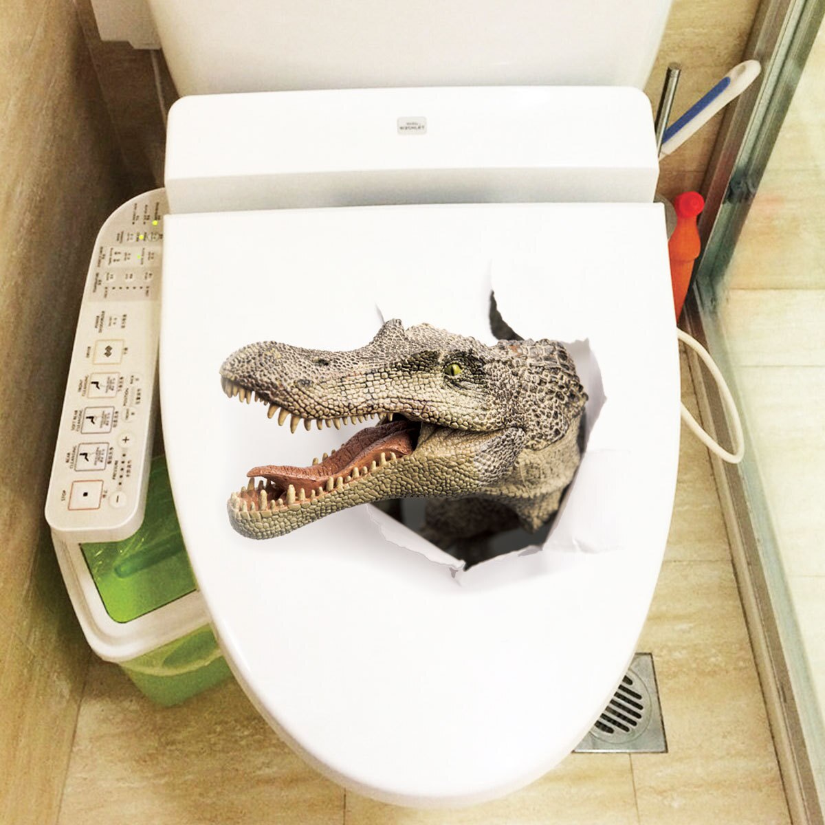 Dyr væg klistermærker, stilfulde 3d krokodille grafiske vinyl mærkater til soveværelse køleskab toilet bil