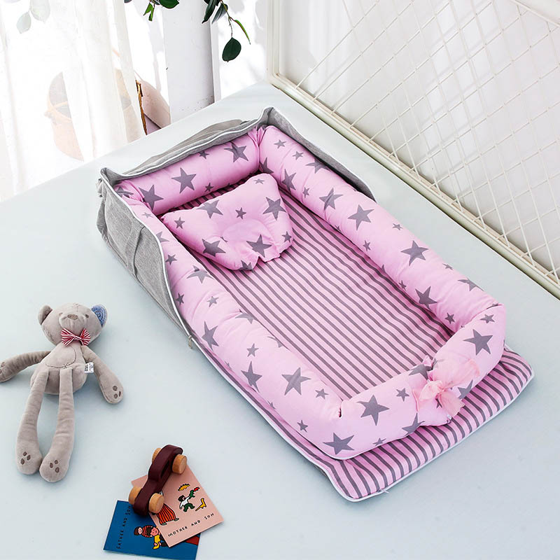 Abnehmbare Baby Nest Bettwäsche Stoßstange Neugeborenes Reise Matratze Schläfer Zaun 85x45cm: 11