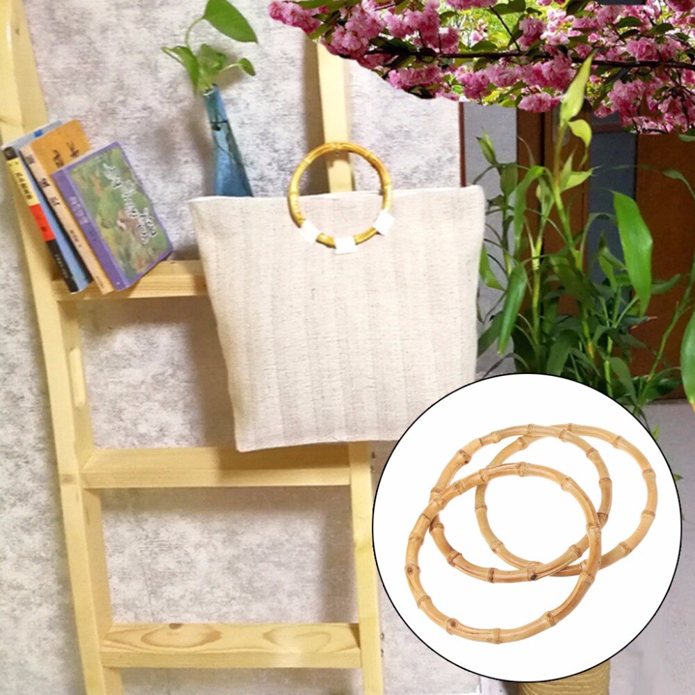 THINKTHENDO 1 x Round Bamboo Bag Handle for Handcrafted Handbag DIY Bags Accessories Good 15x15cm