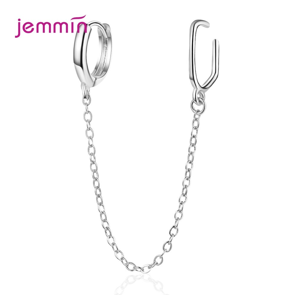 Echt 925 Sterling Zilveren Oorbellen Vrouwen Meisje Ronde Loop Oorbellen Lange Oor Keten Lijn Party Sieraden Brincos: Silver