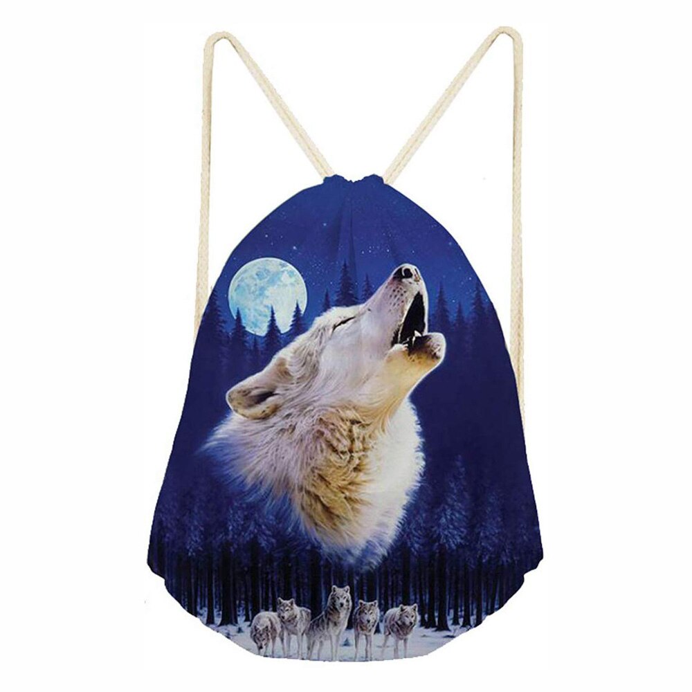 Dessiner chaîne sac cordon sac à dos sacs sport Cinch sac chaîne sac à dos sacs de rangement pour salle de sport voyage Cool loup 3D imprimé