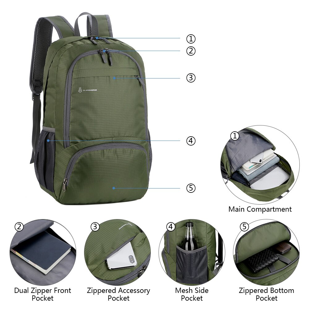 Lightweight Portable Foldable Backpack Waterproof Backpack Folding Bag Ultralight Outdoor Pack for Women Men Travel Hiking