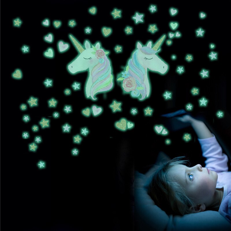 Eenhoorn Lichtgevende Muurstickers Kleurrijke Eenhoorn Glow In The Dark Muurstickers Voor Kinderkamer Slaapkamer Woonkamer Nursery Party