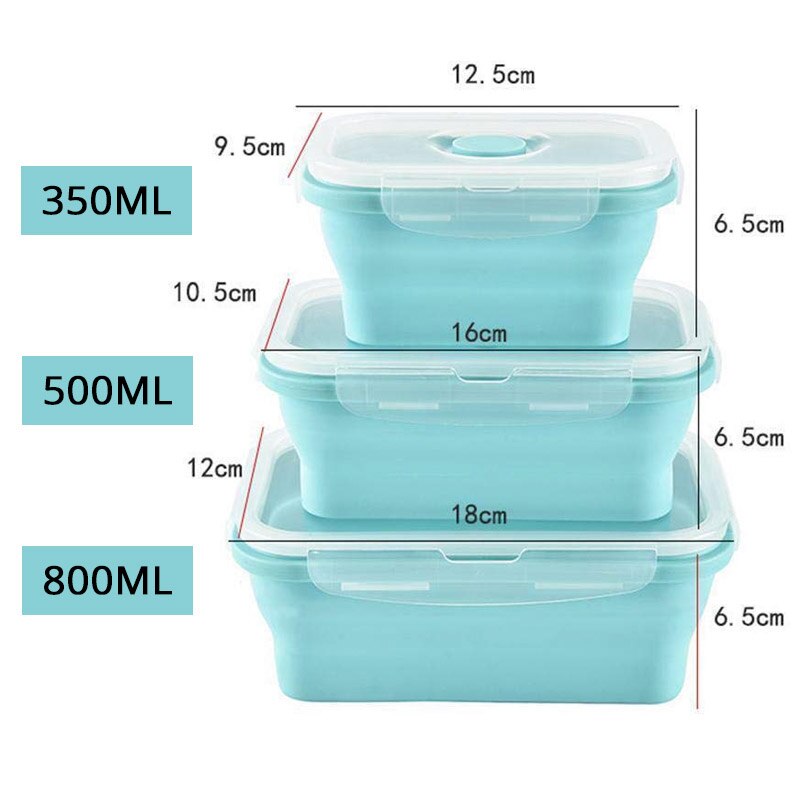 Draagbare Siliconen Lunchbox Inklapbare Intrekbare Voor Opslag Servies Verwarmd Voedsel Container Vouwen Kinderen Bento Lunchbox