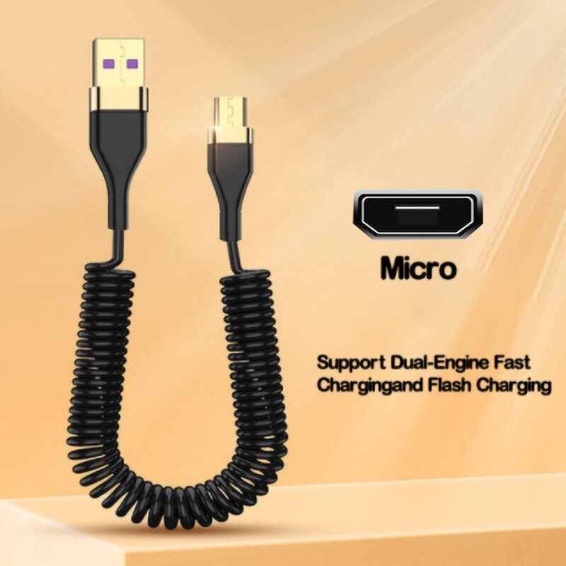ha45 5a hurtiglading usb type c mikrofjær uttrekkbare mobiltelefonkabler til eple ios 13 mobiltelefoner ladertilbehør: Mikro