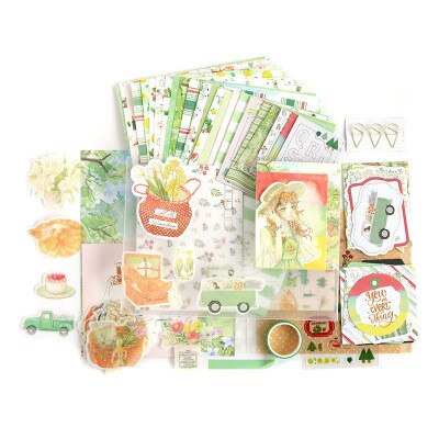 Diy Scrapbooking Sticker Label Masking Craft Tape Literary album series Tape sticker material paper set Decorative Stickers: xia ri ye can