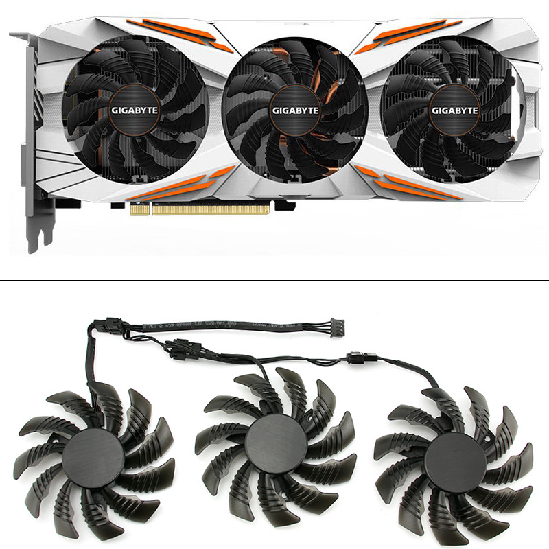 Ventilateur pour Gigabyte AORUS GTX 1060 1070 G1 GTX 1070Ti 1080Ti 1080 N970 980Ti, 75MM, 4 broches, 3 pièces