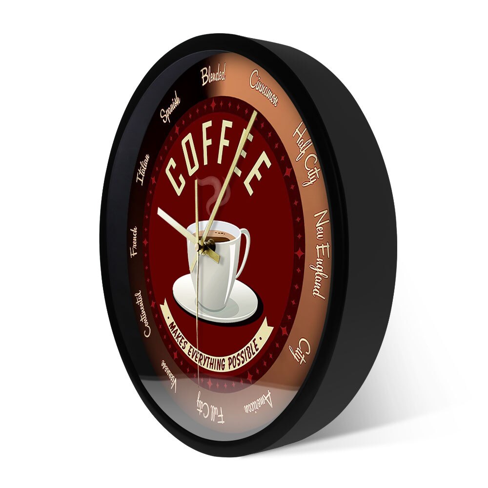 Kaffe gør alt muligt kaffebar tegn cafe tid tavs vægur køkken væg kunst indretning væg ur kaffe elsker