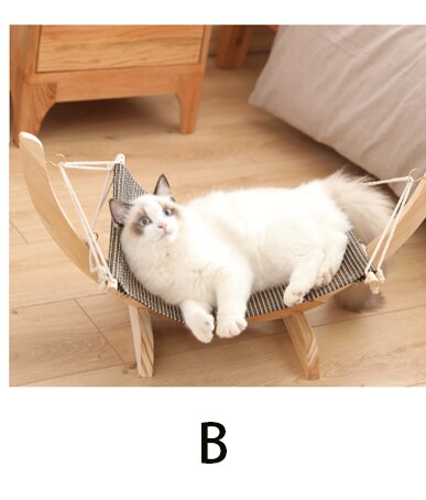 Warme houten fleece kattenhuis, bed, hangmat, schommelbed, kattenspeelgoed, huisdiermeubel: B