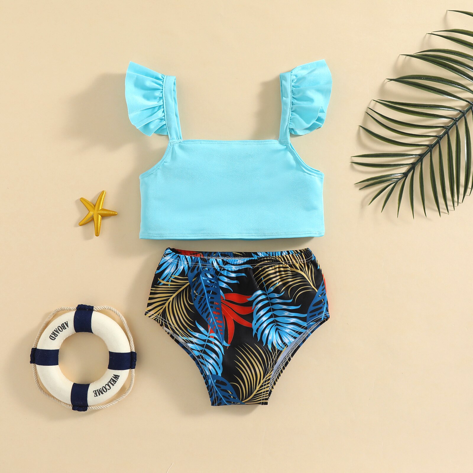 Søstre og brødre badetøj familie matchende badedragter børn baby dreng pige to dele stropper crop tops og badeshorts 0-5y