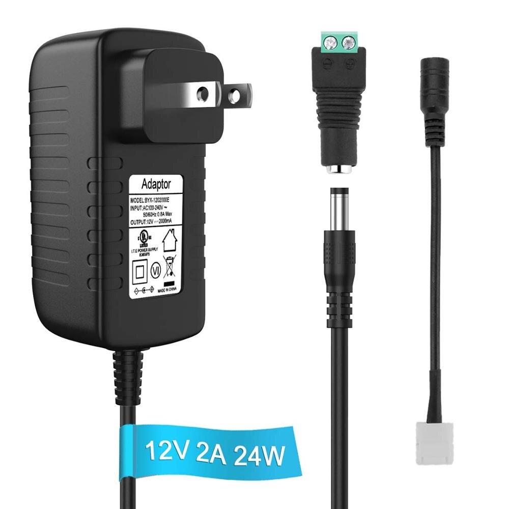 12V 2A LED Strip Power Supply 24W - iCreating DC 12 Volt Universal Portable Power Supply Adapter for LED Strip jk1061