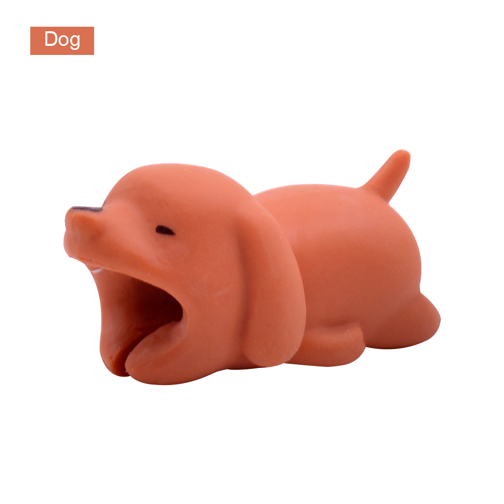 CHIPAL Cute Bites Animal Cable Protector for iPhone USB Charger Cable Organizer Cartoon Wire Winder Bite Chompers Phone Holder: Dog
