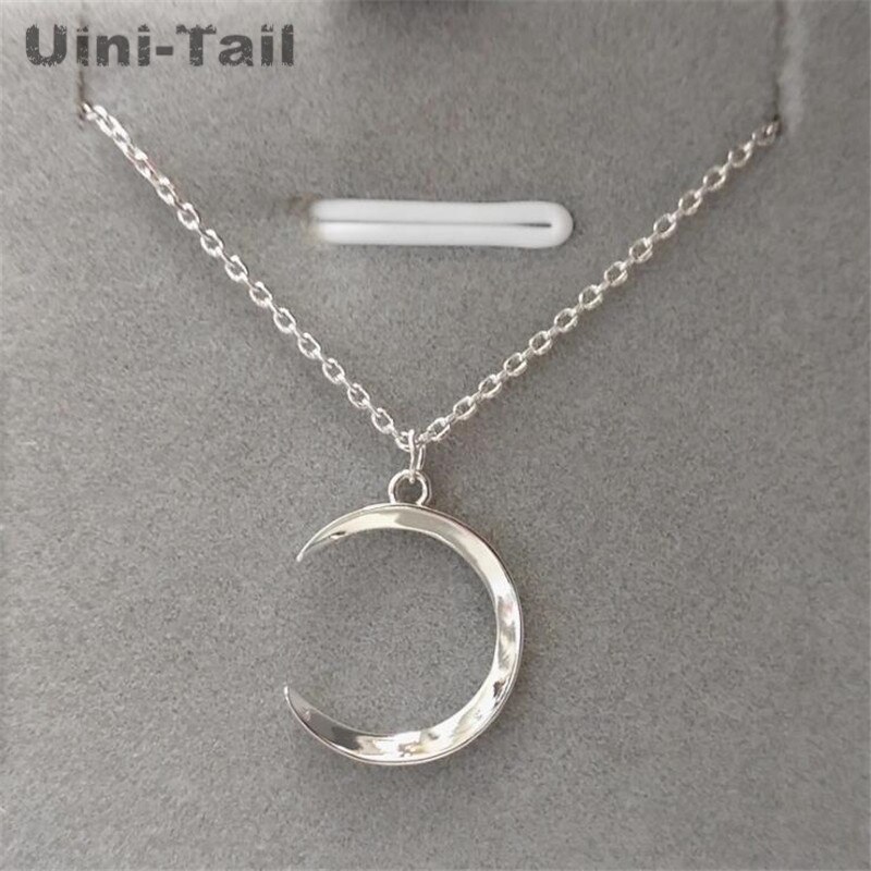 Uini-Tail 925 sterling silver simple glossy moon necklace personality trend temperament cold wind jewelry