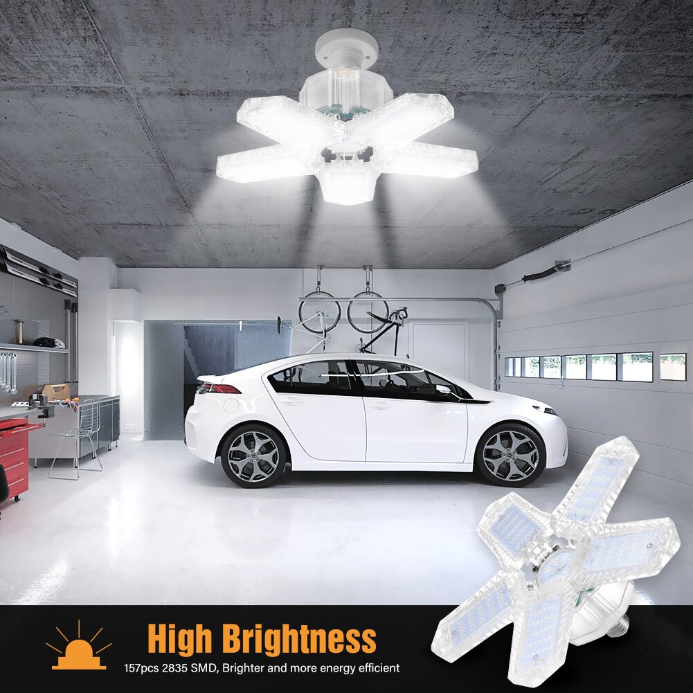 100w 180w LED Garage Light 5 Leaf Deformation Fan Ceiling Light E26 Industrial Lamp For Workshop Warehouse 85-265V