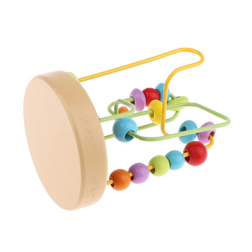 Farverige træperle labyrint rutsjebane aktivitet terning uddannelsesmæssig abacus perler cirkel legetøj til børn baby småbørn børn