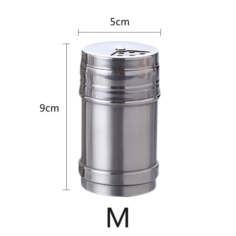 1Pcs Multi-purpose Stainless Steel Kitchen Gadgets Spice Pepper Shaker Spice Jar Rotating Cover Seasoning Can Salt Sugar Bottle: M  Style 1