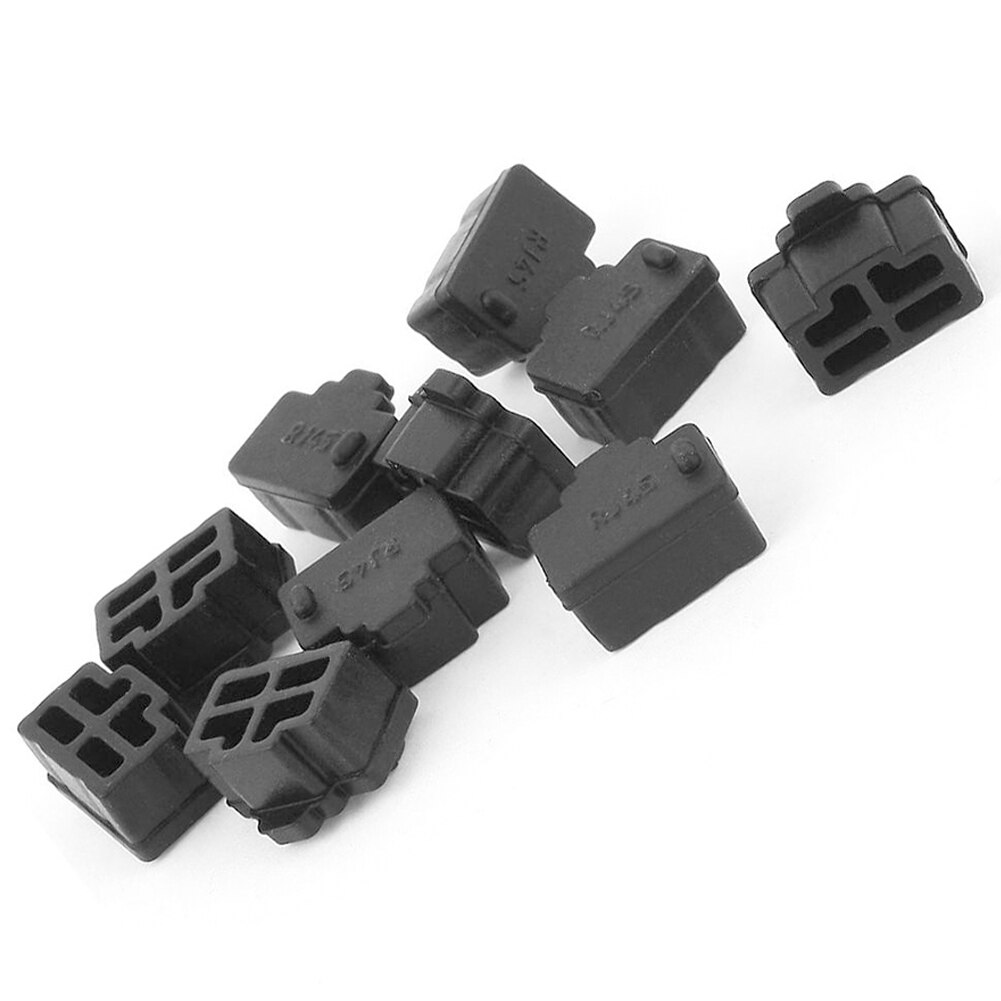10 stk sort ethernet hub port  rj45 anti støvdæksel hætte beskyttelsesstik til  rj45 hunstik  #1109