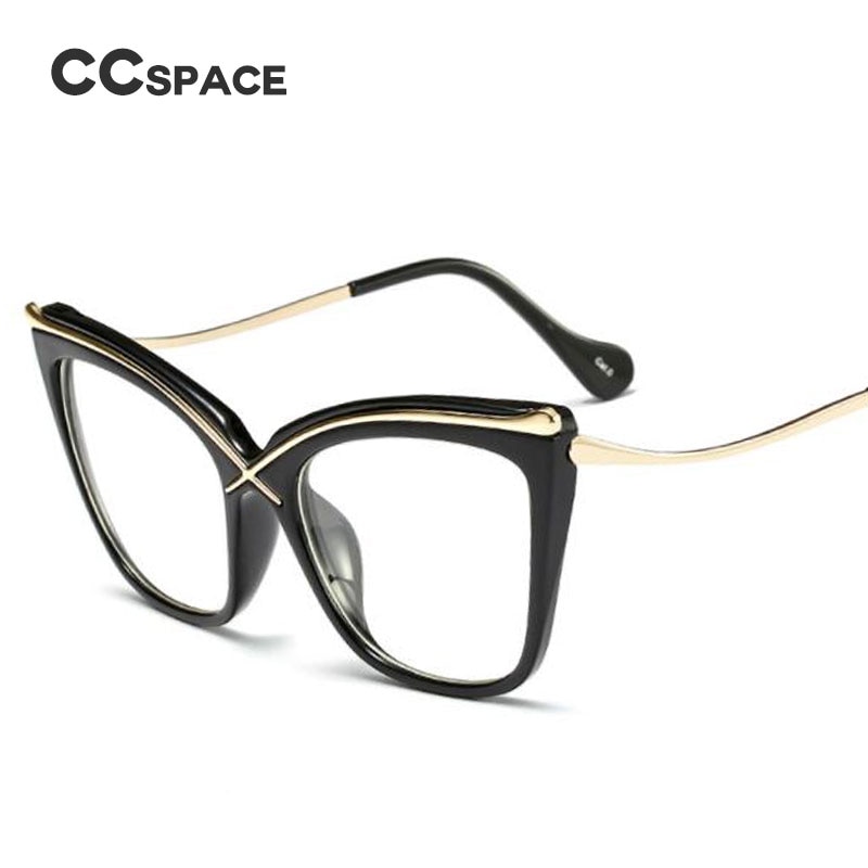 45124 Ladies Unique Cat Eye Glasses Frames Women Brow Line Metal Optical EyeGlasses Eyewear