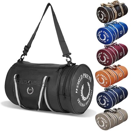 Cylinder Sports Bag Fitness Bag Shoulder Strap 45cm Travel Bag