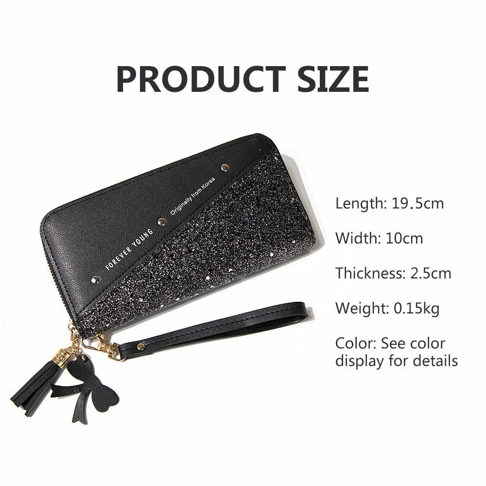 Sequined Patchwork Glitter Wallet for Women PU Leather Long Wallet Coin Purse Female Wallets Girls