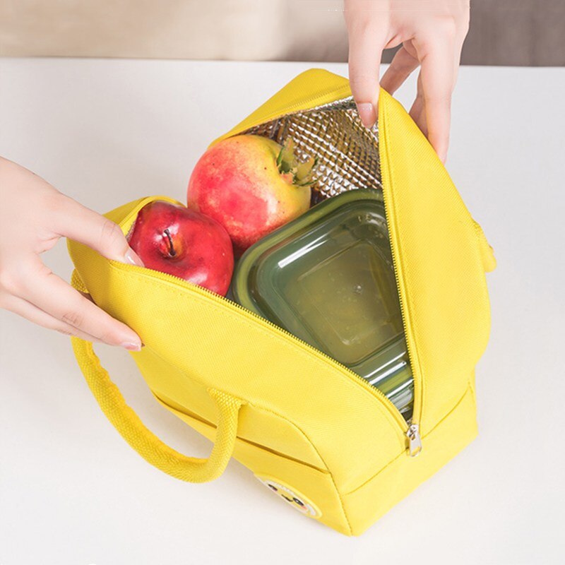 PURDORED 1 Pc Candy Color Lunch Bag for Women Waterproof Oxford Food Picnic Fresh Bento Food Pouch Insulated Student Cooler Bags